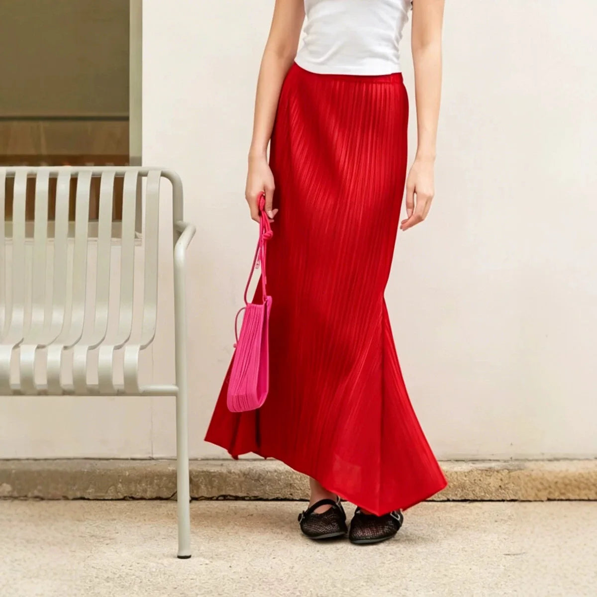 Miyake Pleated Women's Casual Skirt